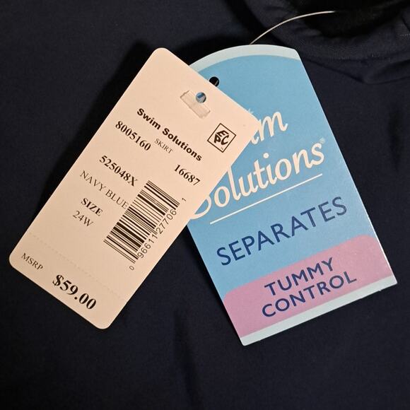 Swim Solutions Women's Plus Size Swim Skirt Navy - Picture 4 of 7